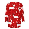 thumbnail image 6 of Women's Christmas Checked Sweatshirts Funny Christmas Elk Print Blouses Thermal Lounge Warm Blouses Relaxed Fit Pullover Sweater Blouse 3/4 Sleeve Christmas Outfits, 6 of 7