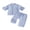 Blue, variant on Cenuakty Toddler Boys Clothing Set Cotton Linen Solid Color Long Sleeve Button Down Tops with Elastic Pants 2 Pcs Outfits