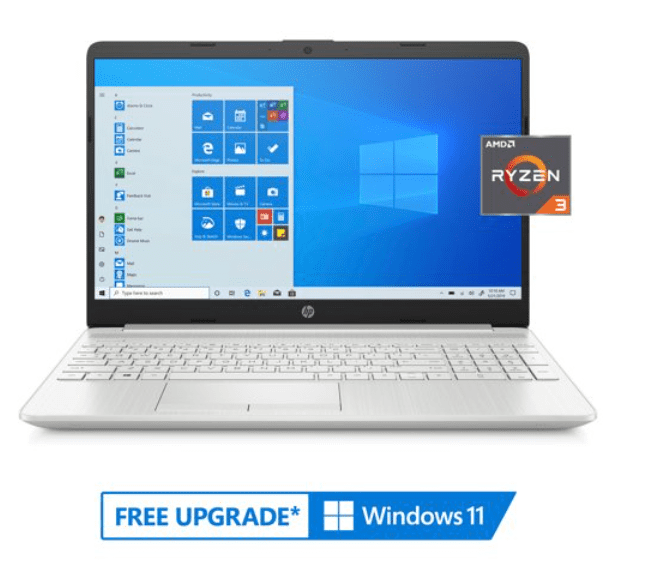 HP Laptop 156 Inch 1366x768 HD 220 Nits | AMD Ryzen 3 3250U 2.6 GHz | 4GB DDR4 SDRAM, 1TB HDD  128GB SSD | Windows 10 Home | Natural Silver