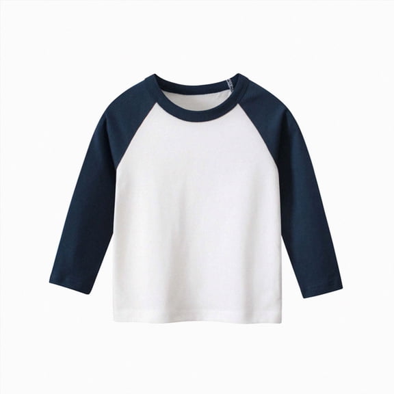 Splozh Baby Shirts 1-9 Years Boys Fashion Long Sleeved Casual and Versatile Top Crewneck Shirt, White, 2-3 Years