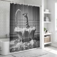 thumbnail image 5 of Giraffe Shower Curtain Set - Long 72" x 84" Washable Bathtub Curtain with 12 Hooks, Funny Animal Bathtub Abstract Art Grey Waterproof Fabric Stall Shower Curtains for Bathroom/Bathtub Décor, 5 of 6