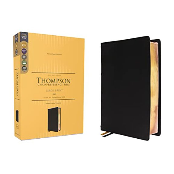 Pre-Owned KJV, Thompson Chain-Reference Bible, Large Print, Genuine Leather, Cowhide, Black, Red Letter, Comfort Print, 9780310459187, 0310459184, Paperback, Large type / Large print edition