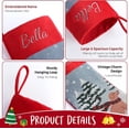 thumbnail image 3 of Personalized Christmas Stockings with Embroidered Name,Soft Velvet with Snowman Jacquard Design Xmas Stockings,18Inches Vintage Stocking for Family & Fireplace Holiday Decor Gift, 3 of 9