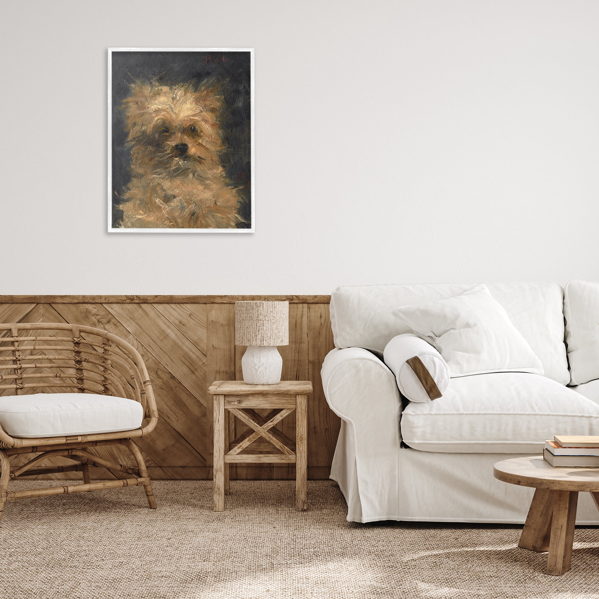 Stupell Industries Edouard Manet Dog Portrait White Framed Giclee Art, design by Lil' Rue