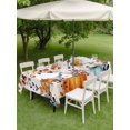 thumbnail image 3 of Outdoor Tablecloth with Umbrella Hole and Zipper, Fall Pumpkins Rectangle Table Cloth 60x120 Inch Waterproof Tablecloth, Botanical Thanksgiving Orange Blue Picnic Table Cover for Patio Camping, 3 of 7