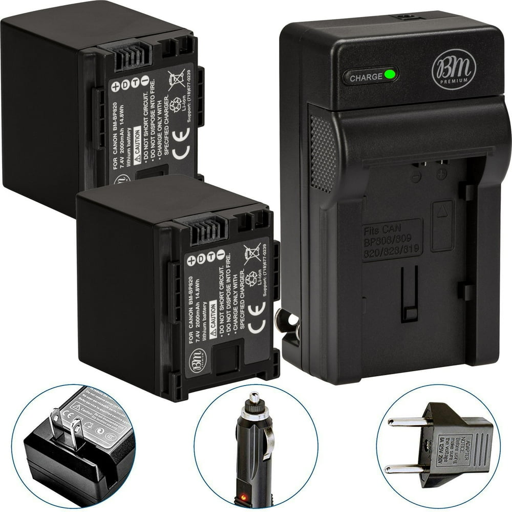BM Premium 2 Pack of BP820 Batteries and Charger for Canon XA10, XA11