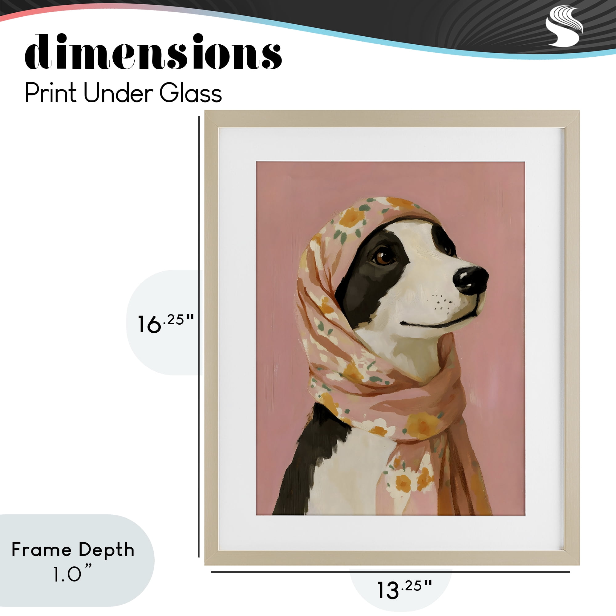 Stupell Industries Dog Babushka in Floral Scarf Birch Framed Print Under Glass, design by The Prints Vibe