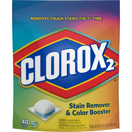 Clorox 2 Laundry Stain Remover and Color Booster Pack, Laundry Packs, 40 (Best Laundry Stain Remover Spray)