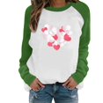 thumbnail image 2 of FASHOFT Crewneck Valentine Day Sweatshirt for Women Love Heart Graphic Shirts Valentine's Day Gift for Her Oversized Hoodies Green M, 2 of 4
