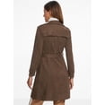 thumbnail image 3 of DARING DIVA Women's Faux Suede Coat Belted Zipper Jacket for Stylish Wear XS Coffee, 3 of 6