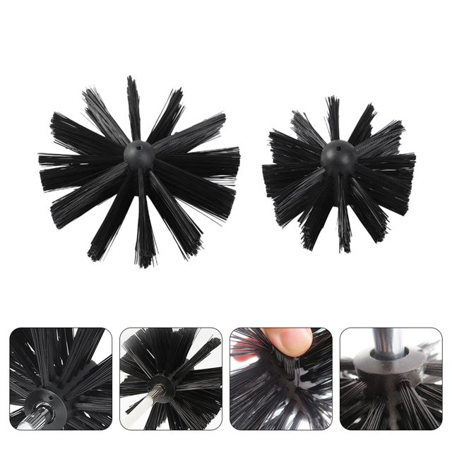 WHAMVOX 2Pcs Black Plastic Chimney Cleaning Brushes for Dryer Vent and Air Duct with Threaded Rod Connection