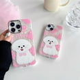thumbnail image 3 of Cute Cartoon Dog Puppy Bow Marbling Shell Texture Soft Phone Case Compatible with iPhone Case (Pink,iPhone 15), 3 of 6