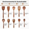 thumbnail image 4 of Wooden Spoons for Cooking, Kitchen Utensil Set, 10 Pcs Cooking Utensils Set for Nonstick Pans & Cookware â€“ Study Teak Wood, Lightweight & Heat Resistant, 4 of 8