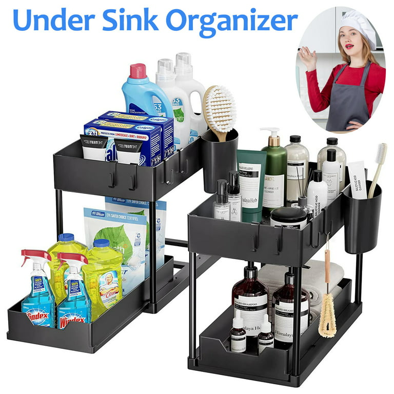 Nevitably Under Sink Storage, 2 Tier Under Kitchen Sink Organizer, Under  Cabinet Storage, Under Sink Organizer and Storage Bathroom