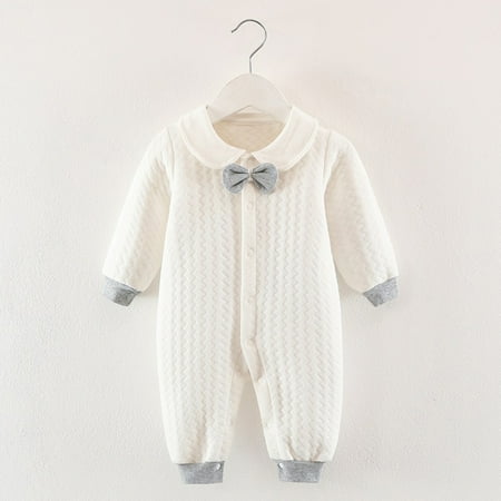 

NIUREDLTD Boys Girls Long Sleeve Winter Fashion Bowknot Jumpsuit Romper