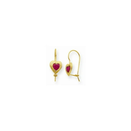Heart Chandelier Earrings 14k Yellow Gold Red Cubic Zirconia Cz Heart Drop Dangle Chandelier Earrings Love Gifts For Women For Her ()