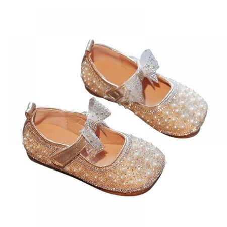 GYRATEDREAM Girl Dress Shoes Kids Girl Mary Jane Pearl Ballet Flats Party School Wedding Princess Dance Shoes 1-9 Years