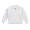 thumbnail image 3 of SonxaHe Big Girls' Zipper Sweatshirts Oversized Long Sleeve Solid Sweater Pullover Tops with Pocket White,Sized 11-12, 3 of 8