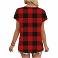 thumbnail image 5 of Guluxicc V Neck T Shirts for Women Short Sleeve Plaid Casual Loose Tops Spring Summer Womens Shirts, 5 of 6