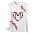 thumbnail image 2 of Mujeres camisetas sin mangas Dressy Casual Camiseta sin mangas con estampado de béisbol informal de verano para mujer, camiseta sin mangas con cuello redondo (White, XXL), 2 of 5