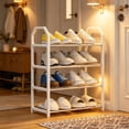 thumbnail image 4 of 4-Tier Plastic Shoe Rack Organizer, Freestanding Floor Shoe Shelf for Entryway Bedroom Closet, Ventilated Footwear Storage Stand for Home Garage, Space Saving Daily Use Organizer, 4 of 5