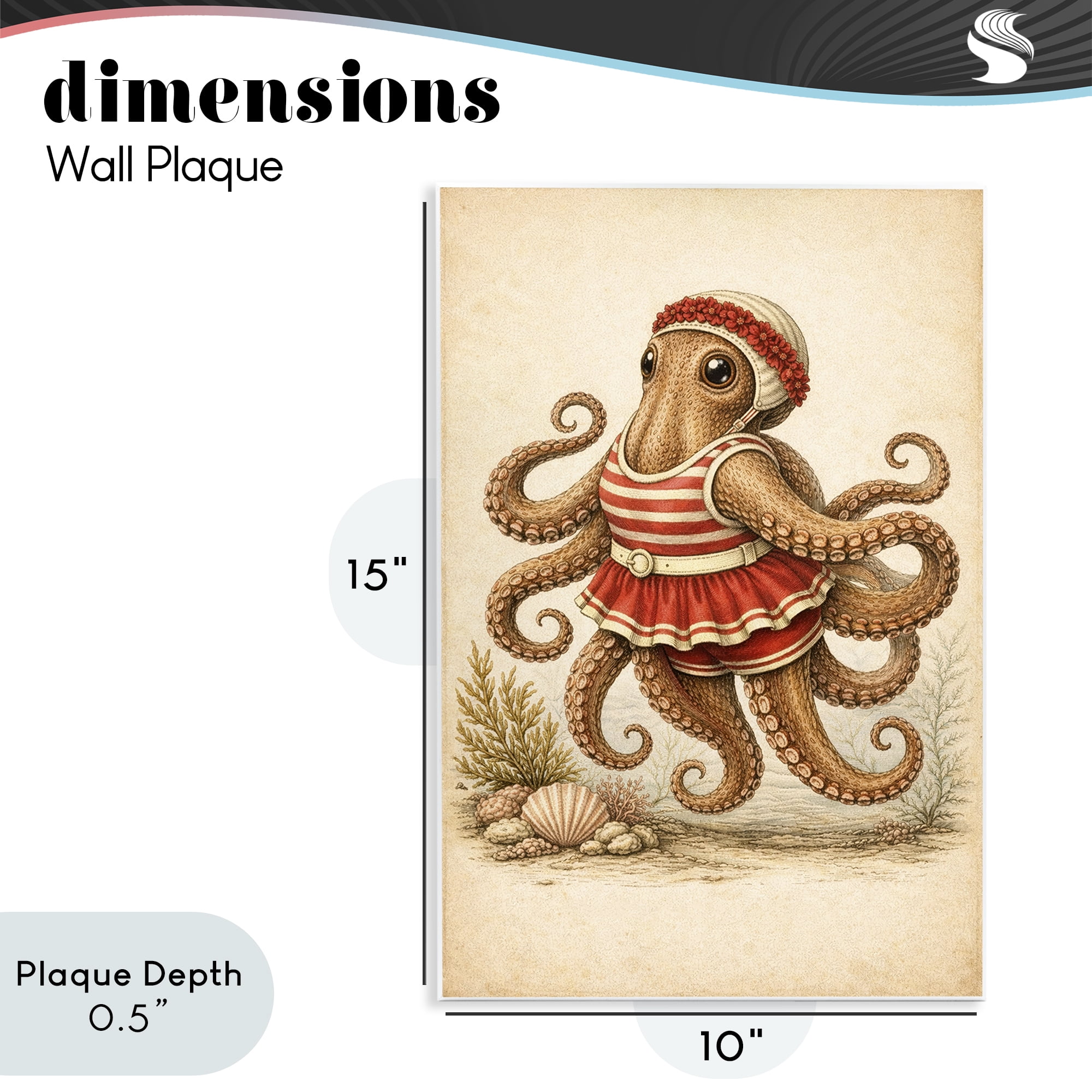 Stupell Industries Octopus of Maritime Bathing Society Wall Plaque Art, design by Grotto Studios