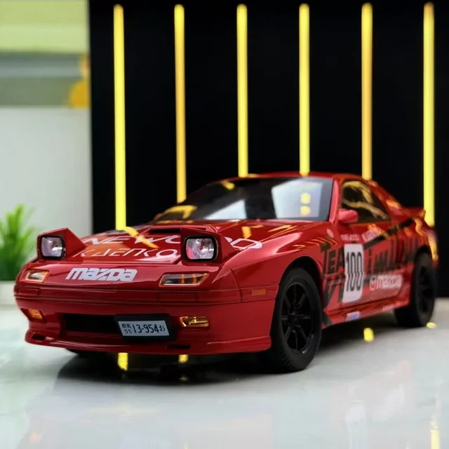 Modèle de Voiture en Alliage 1:24 Mazda RX7-FC Édition à Tirer Jouet Électrique Modèle de Voiture Avancé Objets de Collection red-nobox