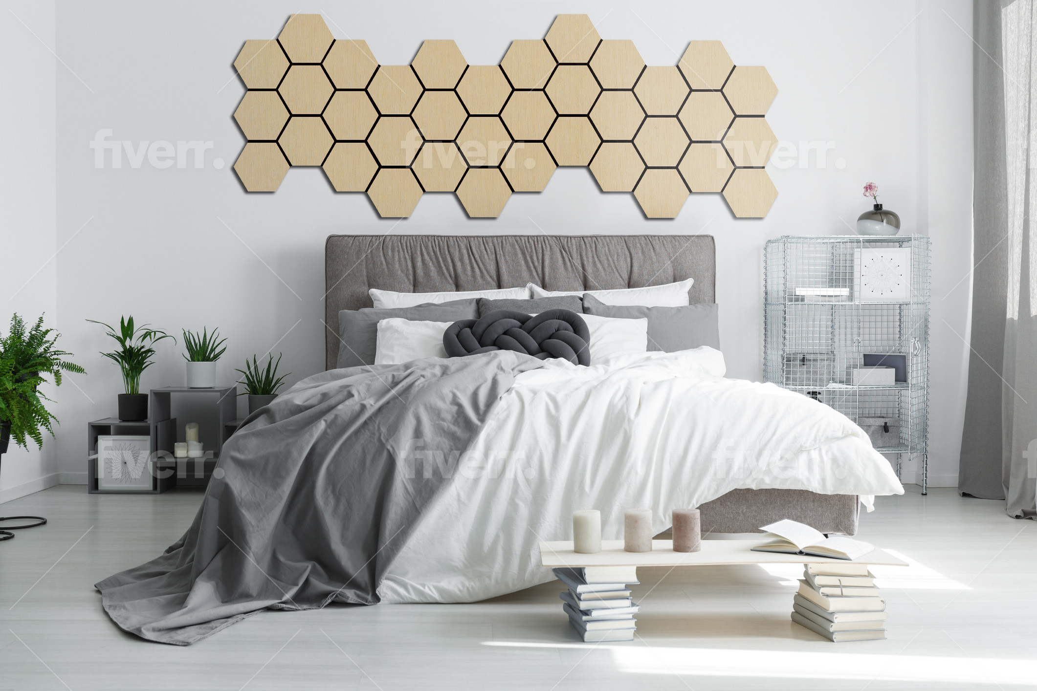 5 Pack Wood Panels for Wall, Hexagon Acoustic Panels, DIY Decorative Wooden Panels for Wall, 3D Sound Absorbing Art Wall Panels, Light Oak, Dark Oak and Walnut 32"Lx24"W (Walnut) (Light Oak)