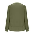 thumbnail image 4 of DPTALR George Women's Crew Neck Long Sleeve Shirts，Waffle Knit Loose Tops，2025 Casual Comfy Fall Basic Tees,Army Green,Size M, 4 of 6