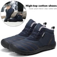 thumbnail image 3 of Botas de nieve para hombre Botas de invierno cortas impermeables antideslizantes Zapatos cálidos de algodón con cordones, 3 of 7