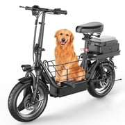 MISODO k12 650W Electric Scooter, 48V 15Ah&25MPH, 14" Pet Escooter with Cushioned Seat, with Large Capacity Basket and Waterproof BOX (Removable), Adults and Teens, 300lbs Max Load,UL2849
