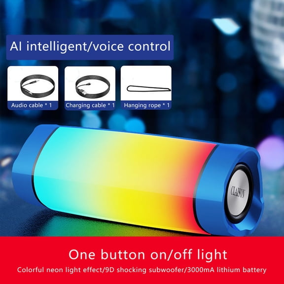 YiBai Intelligent Wireless Bluetooth Speaker Colorful Subwoofer High Volume Household Portable Card Small Sound,Blue,for Father Dad