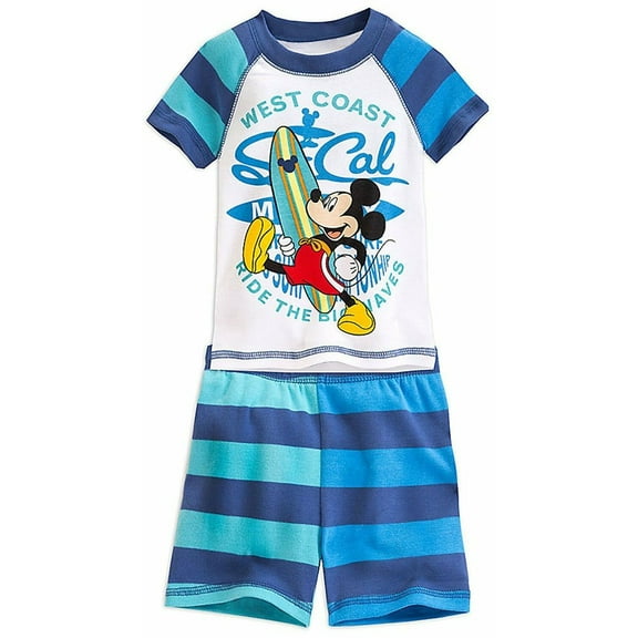 Disney Store Mickey Mouse 2 PC Short Sleeve Tight Fit Cotton Pajama Set Boy Size 5