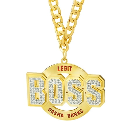 Official Authentic Sasha Banks Legit Boss Studded Pendant Gold