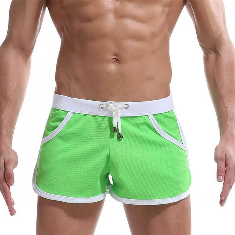 Cheap Men Swim Fitted Shorts Bodybuilding Workout Gym Running Tight Lifting  Shorts