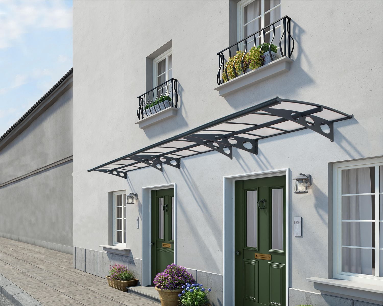 CANOPIA by PALRAM Herald 5 ft. x 22 ft. Door and Window Fixed Awning - Grey