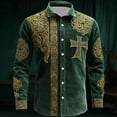 thumbnail image 4 of Men's St Patricks Day Button Printed Down Long Sleeve St Patrick's Shirt Button Festival 4 Leaf Soft Classic Irish Print Four Leaf St Patrick's Men's Printed Button Down Shirt (Green,3XL), 4 of 4