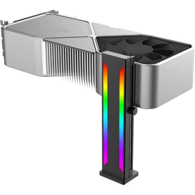 Support de GPU ZOUSSIQI, Base Magnétique pour Carte Graphique ARGB, Support de GPU Coulissant et Ajustable pour Carte Graphique d'Ordinateur, Interface Mâle 5V 3 Broches, Alliage d'Aluminium (Noir) CA919-19314