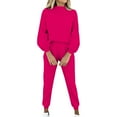 thumbnail image 5 of Soyumi Workout Crewneck Comfortable Hoodie and Pants Homewear Sweatsuits Cozy Fall Fashion Must Haves Gaucho Tracksuits High Waisted Boho Trendy Oversized Wide Leg Pants Lightweight Terry, Hot Pink, 5 of 7