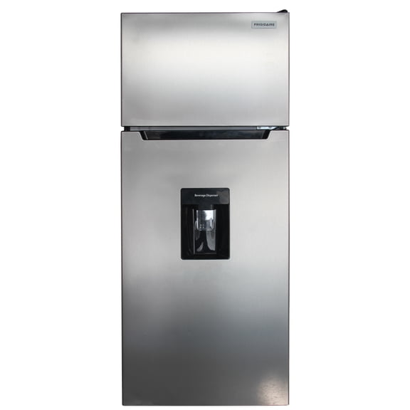 Frigidaire 7.5 Cu. ft. Top Freezer Refrigerator with Beverage Dispenser, Apartment Size Refrigerator for Kitchen, Office, Platinum