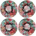 thumbnail image 2 of Shower Caps,Pioneer Flower Floral Print Pattern Waterproof Shower Cap for Women 4 Pieces,Double Reusable Hair Cover for Shower PEVA Elastic Stretch Hem, 2 of 7