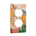 thumbnail image 2 of Yayeee Duplex Wall Plate 1-Gang 4.5"x2.7" Home Receptacle Light Switch Decorative Outlet Cover, Pink Cityscape Painting, 2 of 7