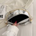 thumbnail image 3 of Bolso de pecho para mujer Elegante patrón de piedra Bolsos cruzados Cadenas Bolso de sillín (Plata), 3 of 9