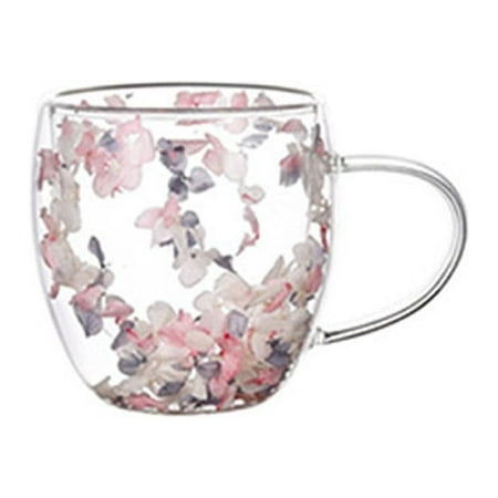 

KI Double Wall Glass Cup Dry Flower Fillings Coffee Tea Mug Heat Insulated Glass G4P3