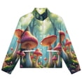 thumbnail image 4 of Jackets for Women Winter Coat Jackets Flannel Stand Collar Jacket(Enchanted Forest Mushroom Scene,Size:S-4XL), 4 of 7