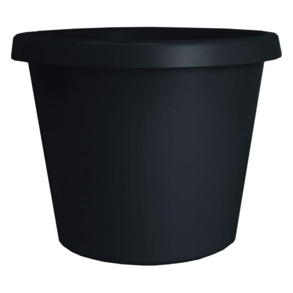 16 Inch Round Prima Planter - Plastic Plant Pot with Rolled Rim for Indoor Outdoor Plants Flowers , Black