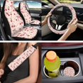 thumbnail image 5 of HUISEFOR 14 Packs Red Cherry Car Seat Cover Full Set Breathable Elastic Including Car Steering Wheel Cover, Center Console Cover, Seat Belt Cover, Headrest Covers, for Most Truck SUV, 5 of 7