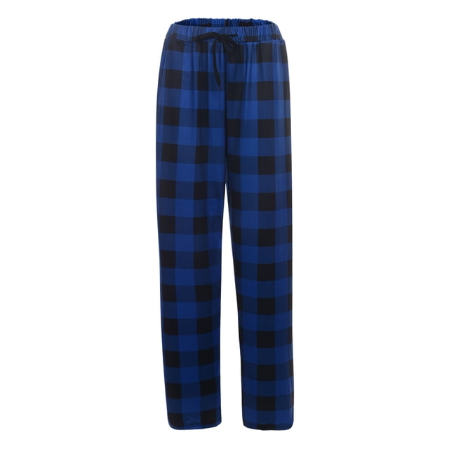 Sunloudy - Pantalón largo de pijama de algodón informal para hombre, cintura elástica, ropa de dormir a cuadros, pantalones de salón Sunloudy S M L XL XXL