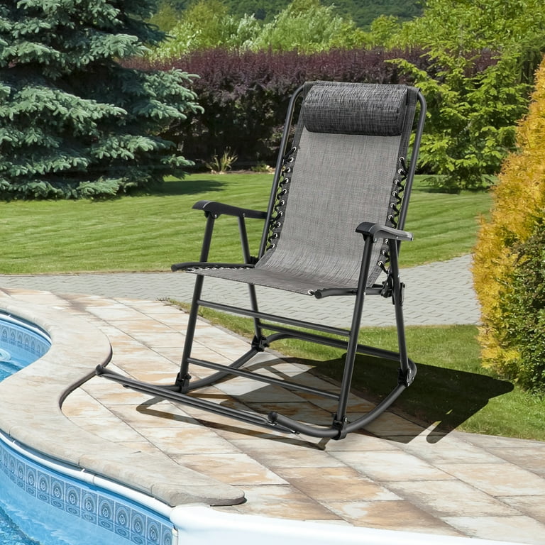 Gymax 2PCS Patio Folding Rocking Chair with Footrest, Outdoor