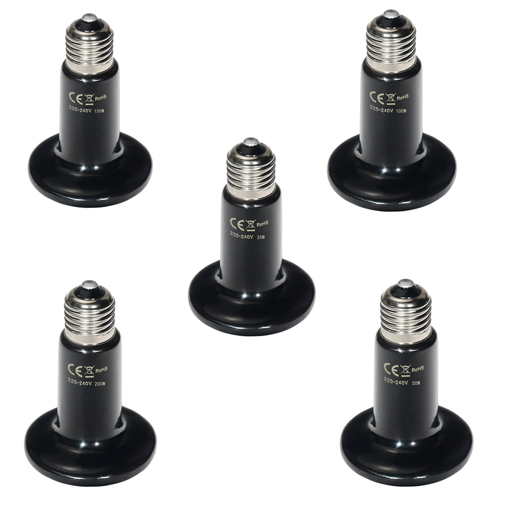 Shulemin 25-200W Ceramic IR Heat Emitter Bulb Turtle Lizard Infrared Heater  Pet Lamp,Black 3 - Walmart.com